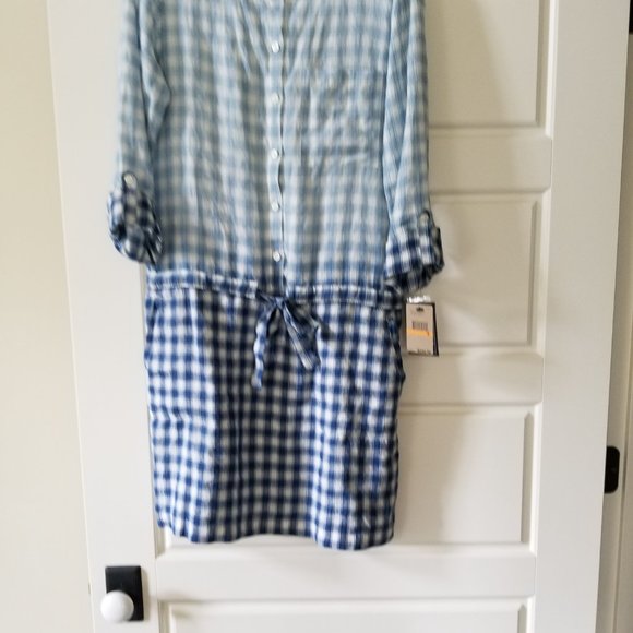 PURE DKNY blue plaid drawstring dress - Picture 4 of 6